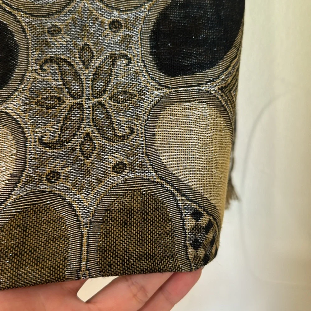 PAISLEY BLACK GOLD METALLIC SILVER SCARF EVENING‎ WRAP
